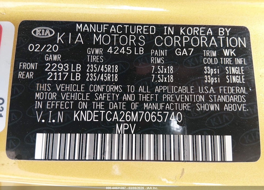 2021 KIA SELTOS SX TURBO VIN: KNDETCA26M7065740