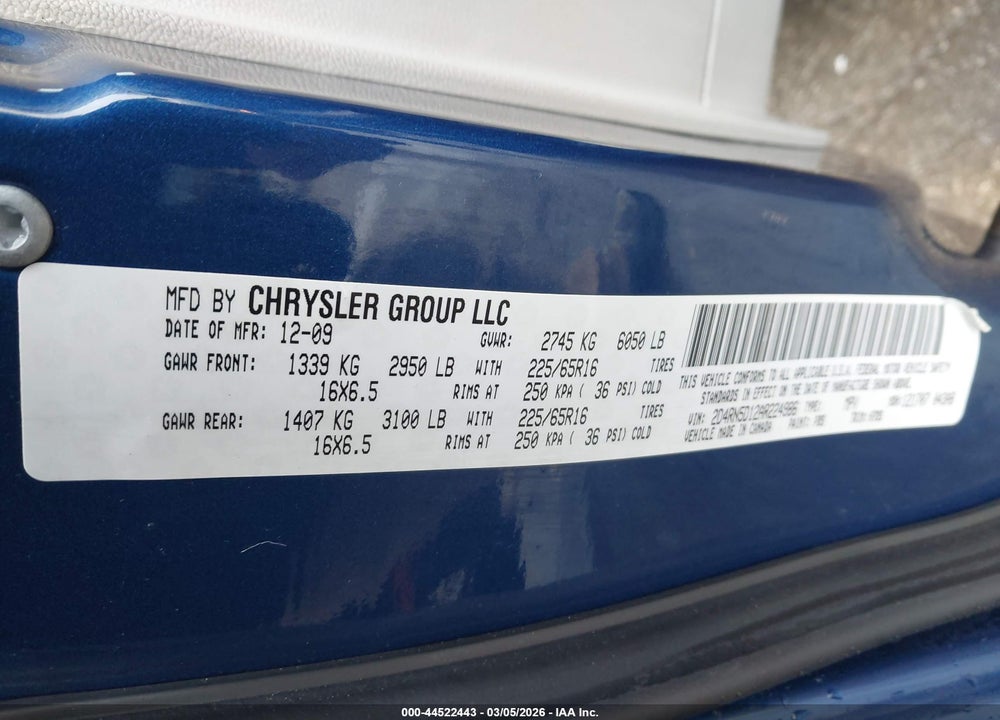 2010 DODGE GRAND CARAVAN SXT VIN: 2D4RN5D12AR224986