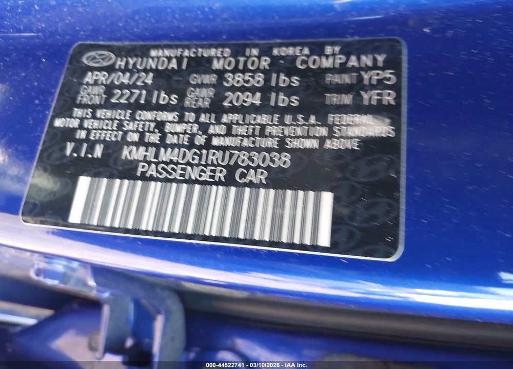 2024 HYUNDAI ELANTRA SEL VIN: KMHLM4DG1RU783038