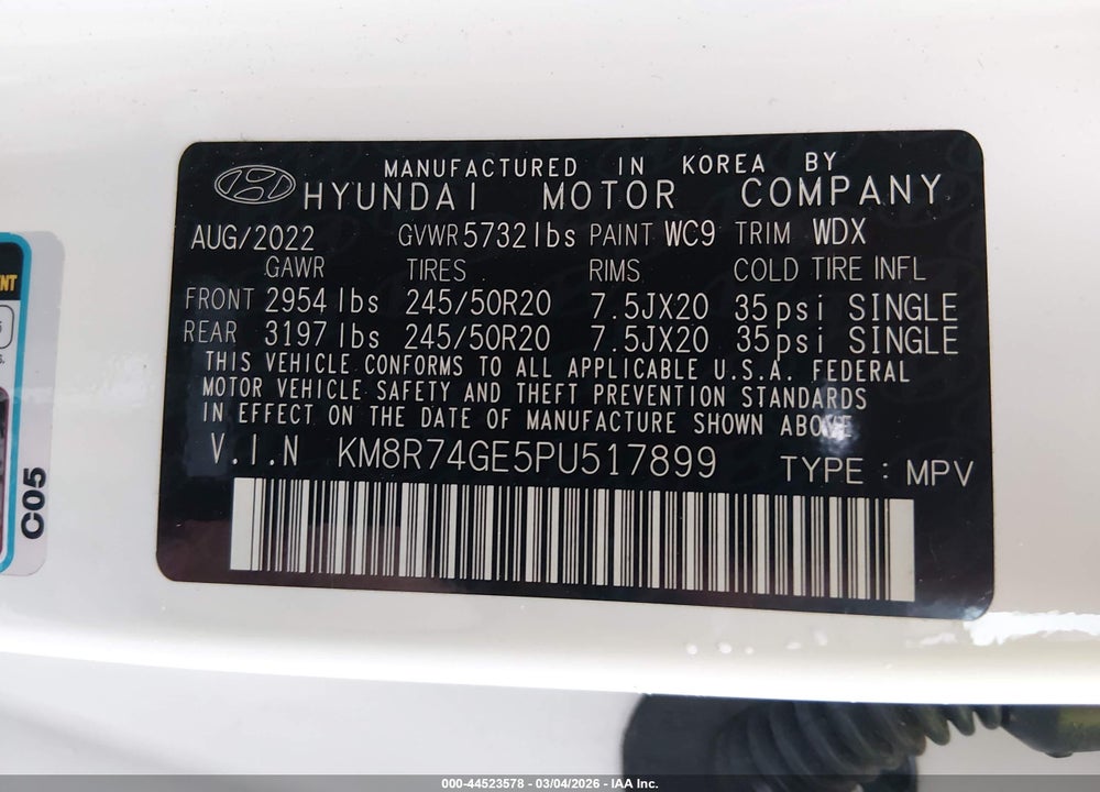 2023 HYUNDAI PALISADE CALLIGRAPHY VIN: KM8R74GE5PU517899