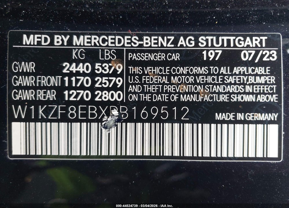 2023 MERCEDES-BENZ E 350 4MATIC VIN: W1KZF8EBXPB169512