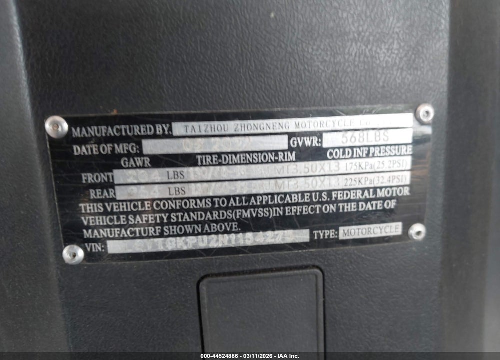2022 ZNEN PRESTIGE 150 VIN: L5YTCKPU2N1154275