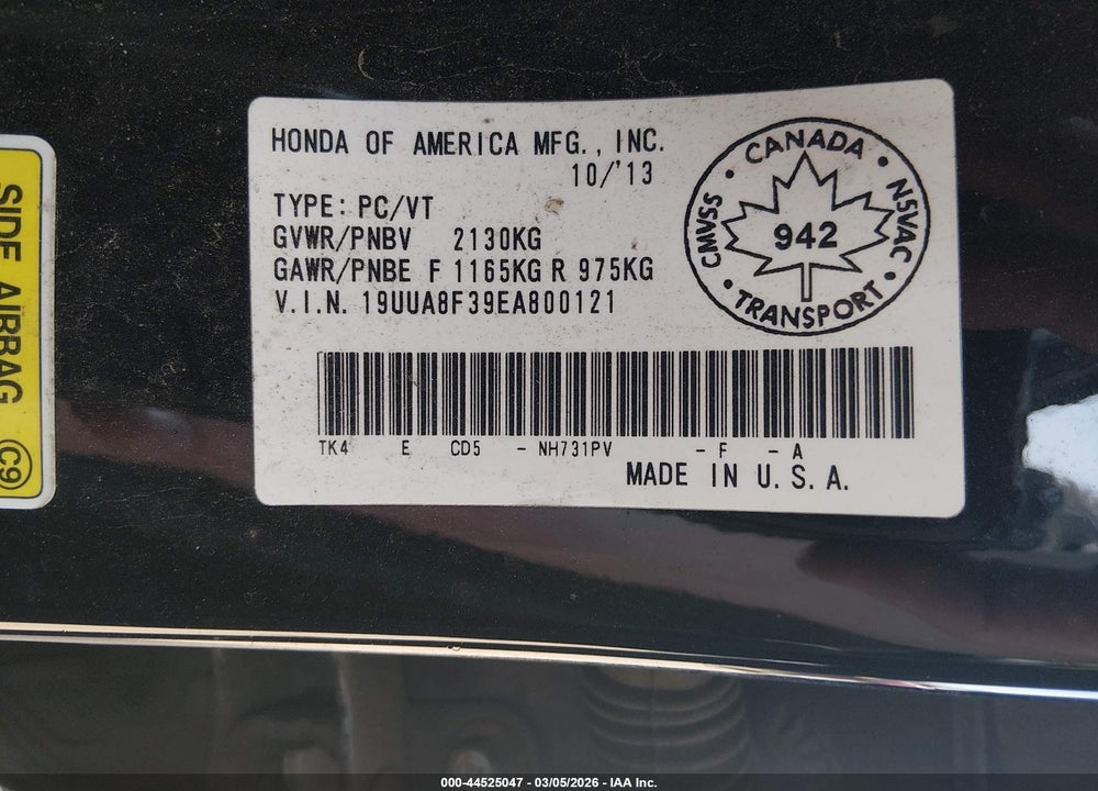 2014 ACURA TL 3.5 SPECIAL EDITION VIN: 19UUA8F39EA800121