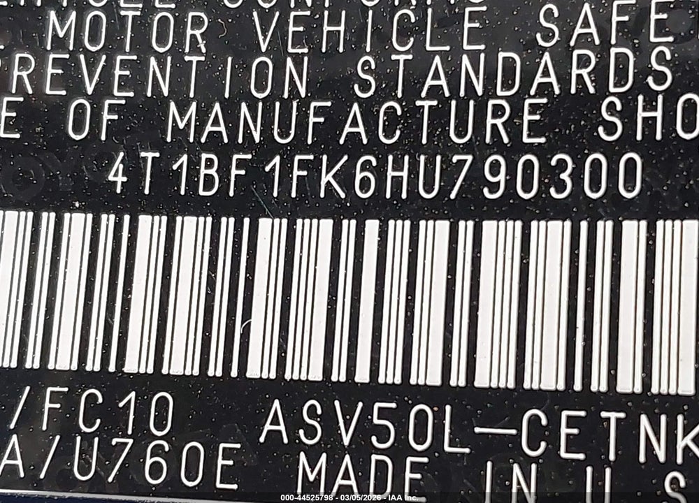 2017 TOYOTA CAMRY LE VIN: 4T1BF1FK6HU790300