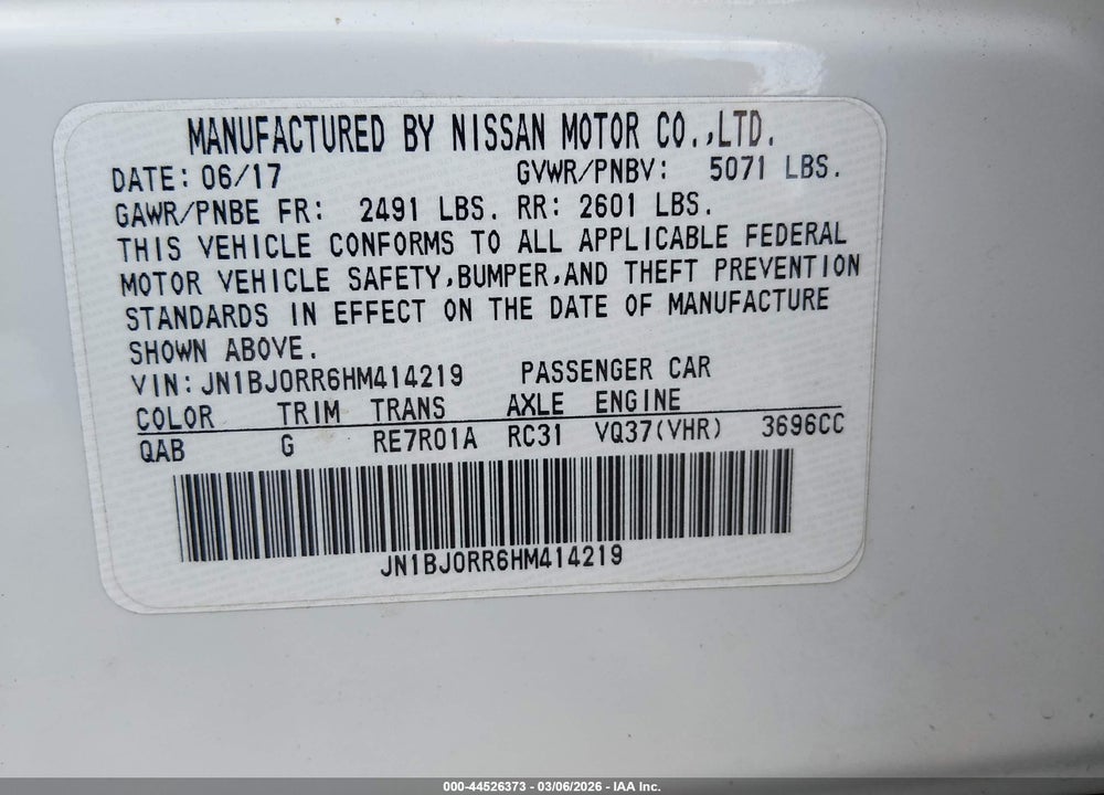 2017 INFINITI QX50 VIN: JN1BJ0RR6HM414219
