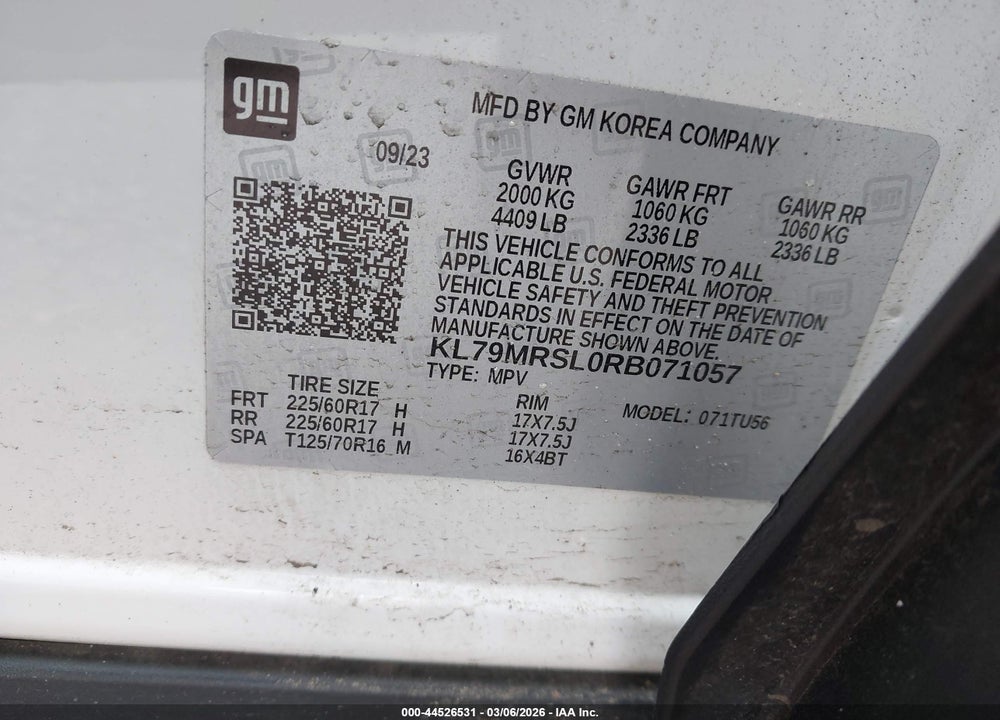 2024 CHEVROLET TRAILBLAZER AWD LT VIN: KL79MRSL0RB071057