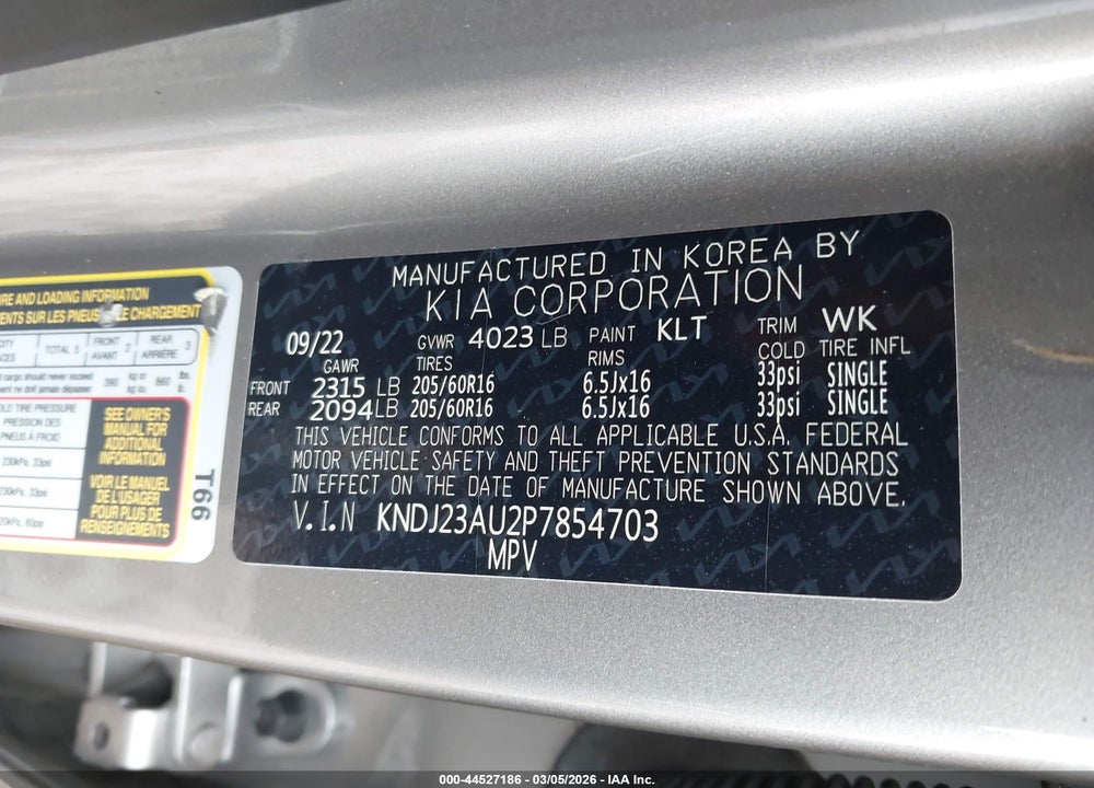 2023 KIA SOUL LX VIN: KNDJ23AU2P7854703