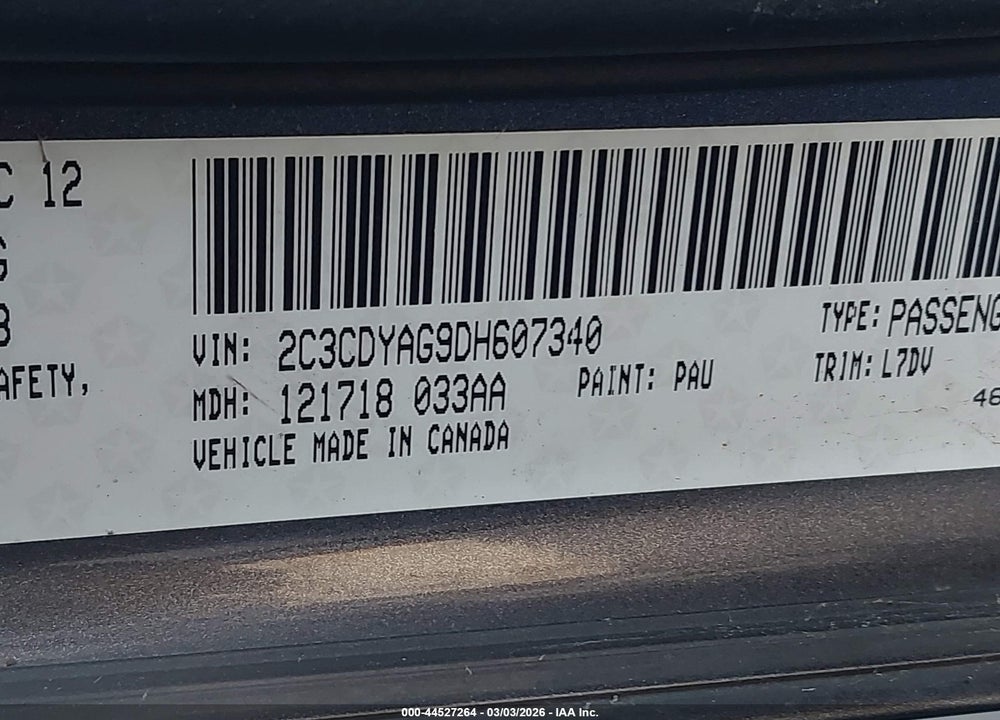 2013 DODGE CHALLENGER SXT VIN: 2C3CDYAG9DH607340