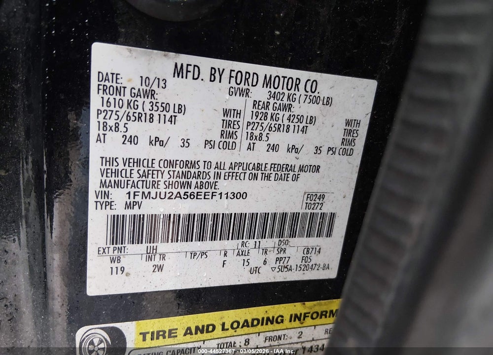 2014 FORD EXPEDITION LIMITED VIN: 1FMJU2A56EEF11300