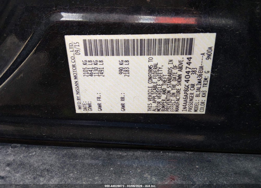 2016 NISSAN MAXIMA 3.5 SR VIN: 1N4AA6AP8GC404744