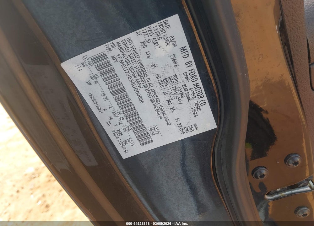 2008 FORD EXPLORER XLT VIN: 1FMEU73E58UB00606