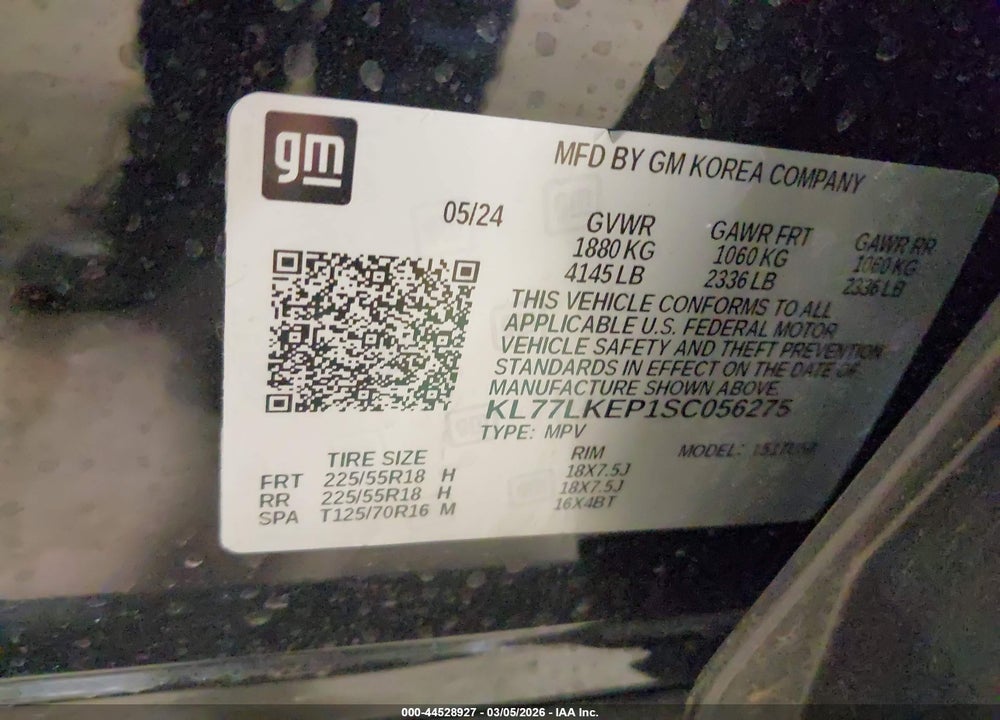 2025 CHEVROLET TRAX FWD ACTIV VIN: KL77LKEP1SC056275
