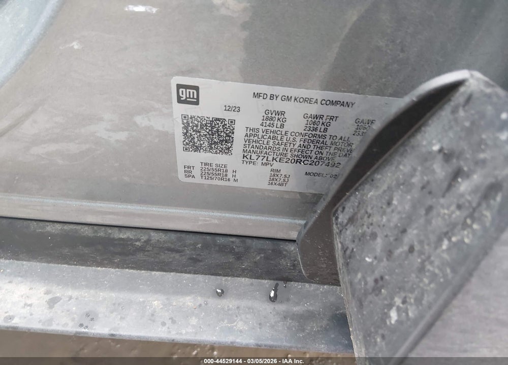 2024 CHEVROLET TRAX ACTIV VIN: KL77LKE20RC207492