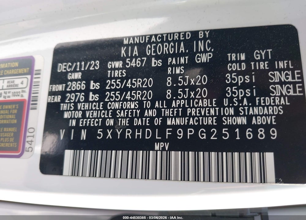 2023 KIA SORENTO X-LINE EX VIN: 5XYRHDLF9PG251689
