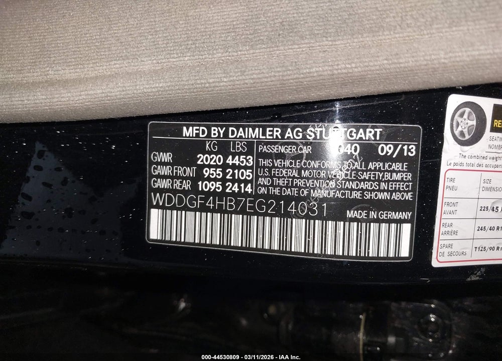 2014 MERCEDES-BENZ C 250 SPORT VIN: WDDGF4HB7EG214031