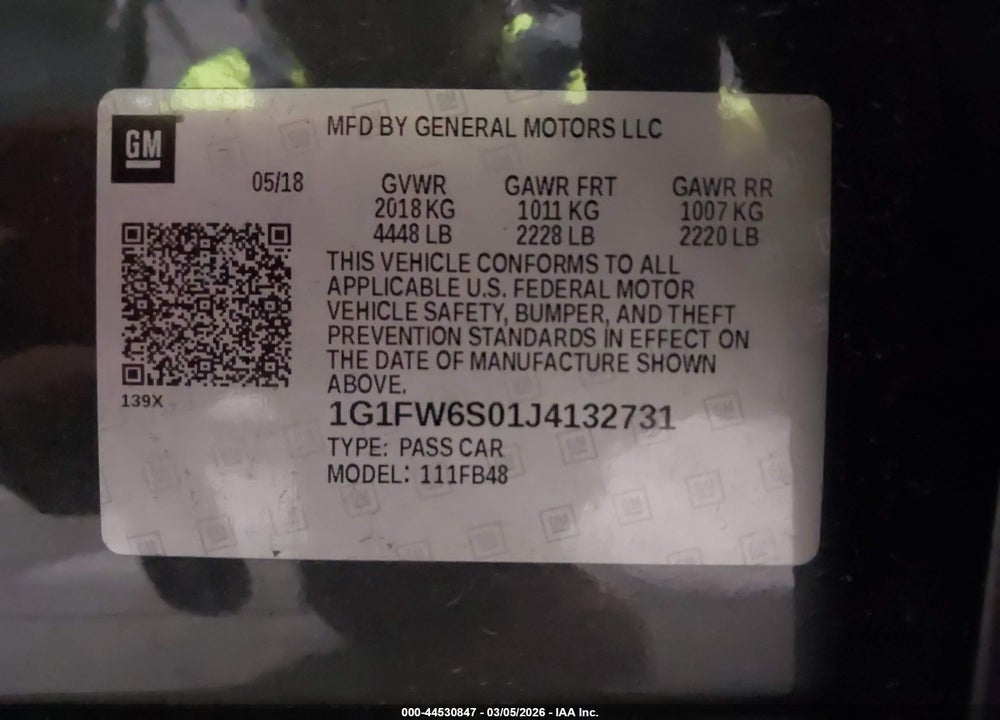 2018 CHEVROLET BOLT EV LT VIN: 1G1FW6S01J4132731