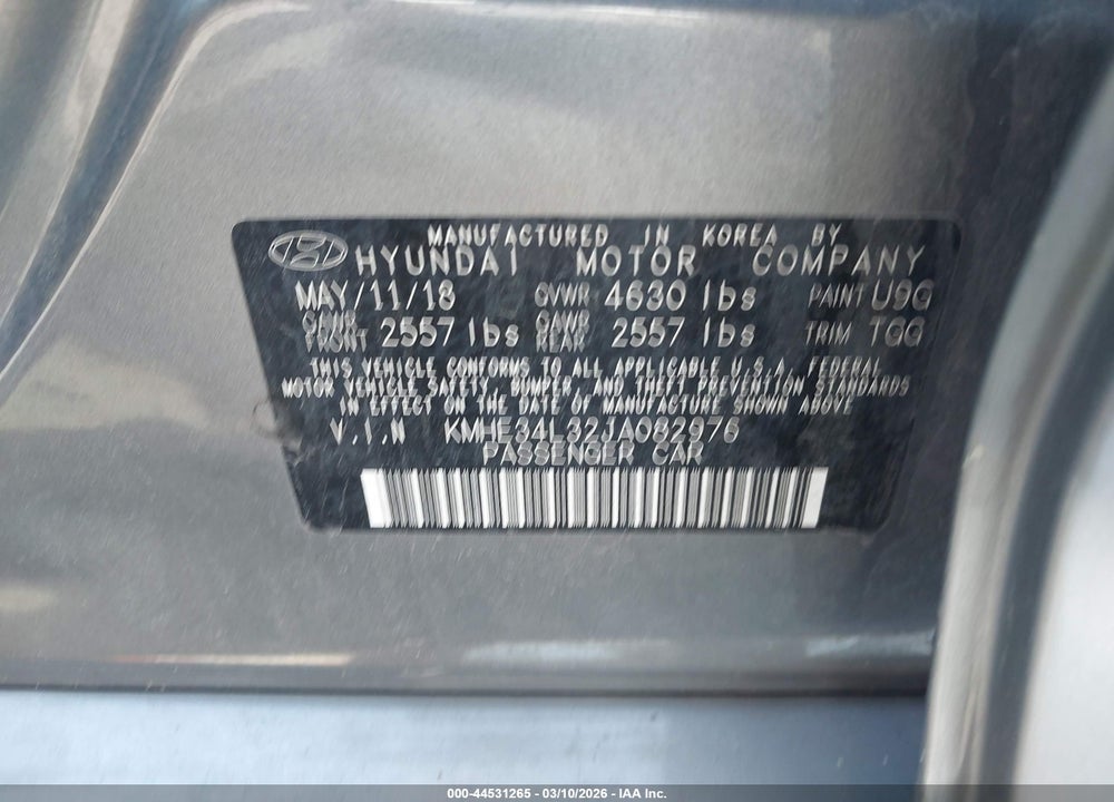 2018 HYUNDAI SONATA HYBRID LIMITED VIN: KMHE34L32JA082976