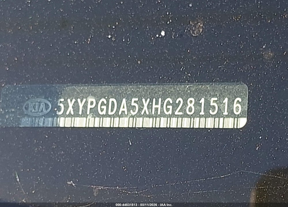 2017 KIA SORENTO 3.3L LX VIN: 5XYPGDA5XHG281516