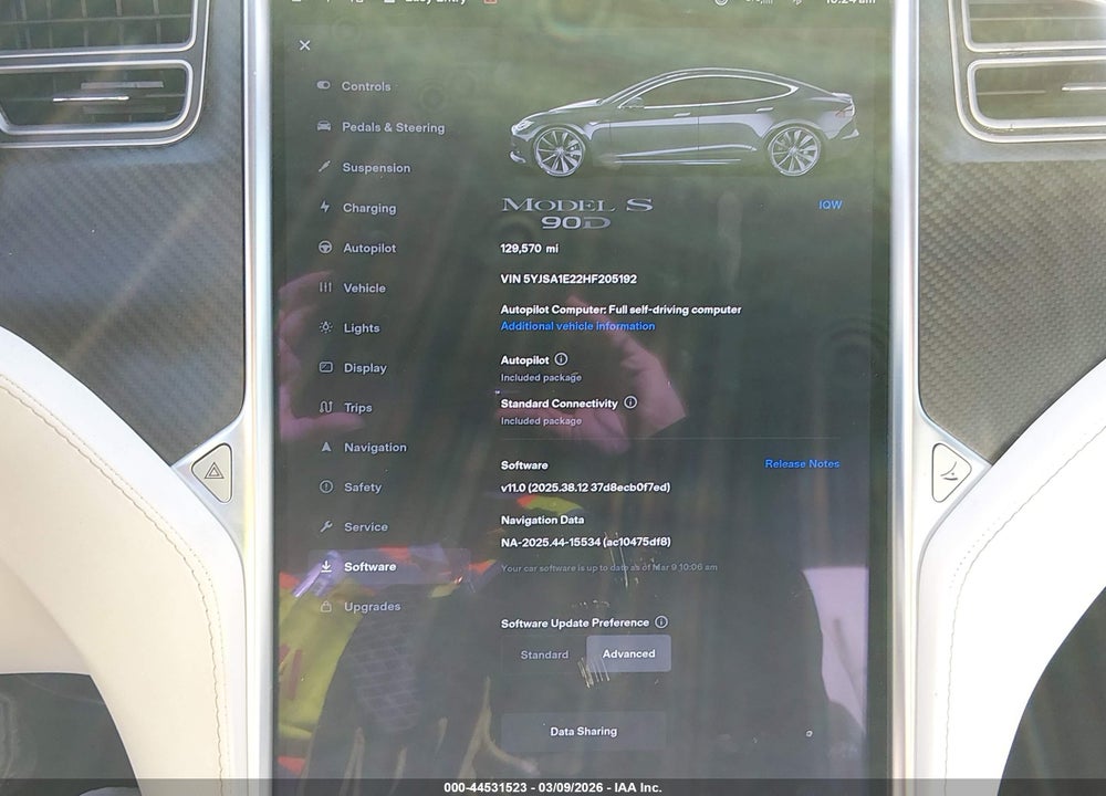 2017 TESLA MODEL S VIN: 5YJSA1E22HF205192