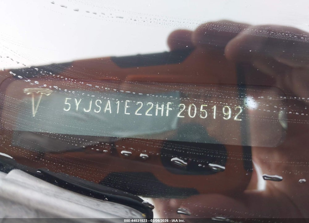 2017 TESLA MODEL S VIN: 5YJSA1E22HF205192