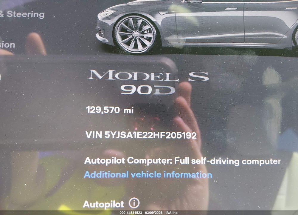 2017 TESLA MODEL S VIN: 5YJSA1E22HF205192