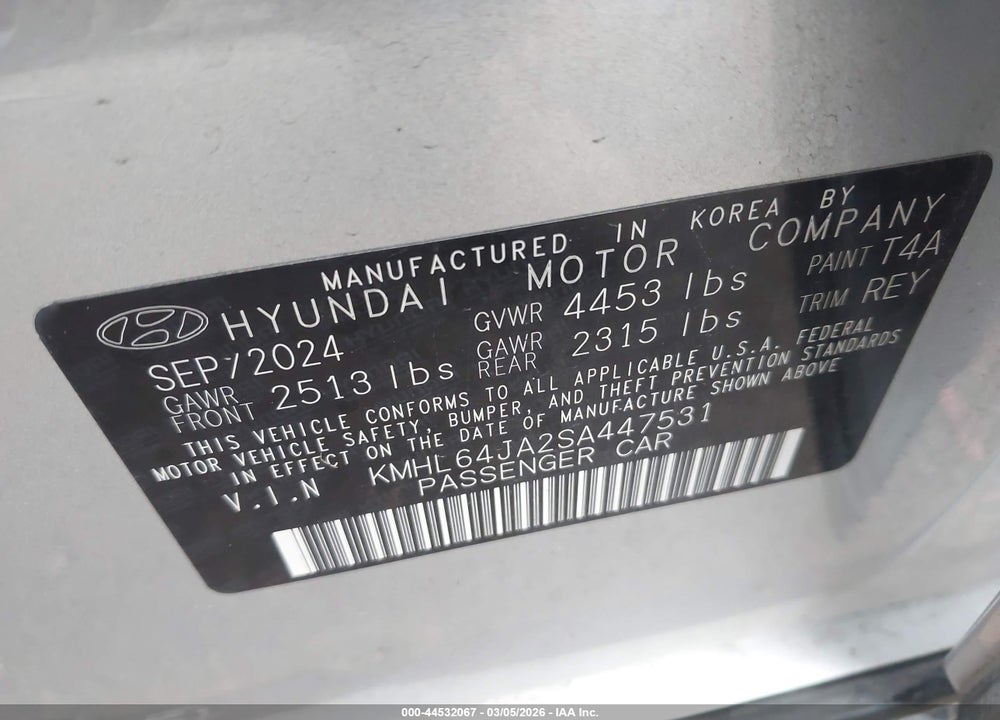 2025 HYUNDAI SONATA SEL VIN: KMHL64JA2SA447531