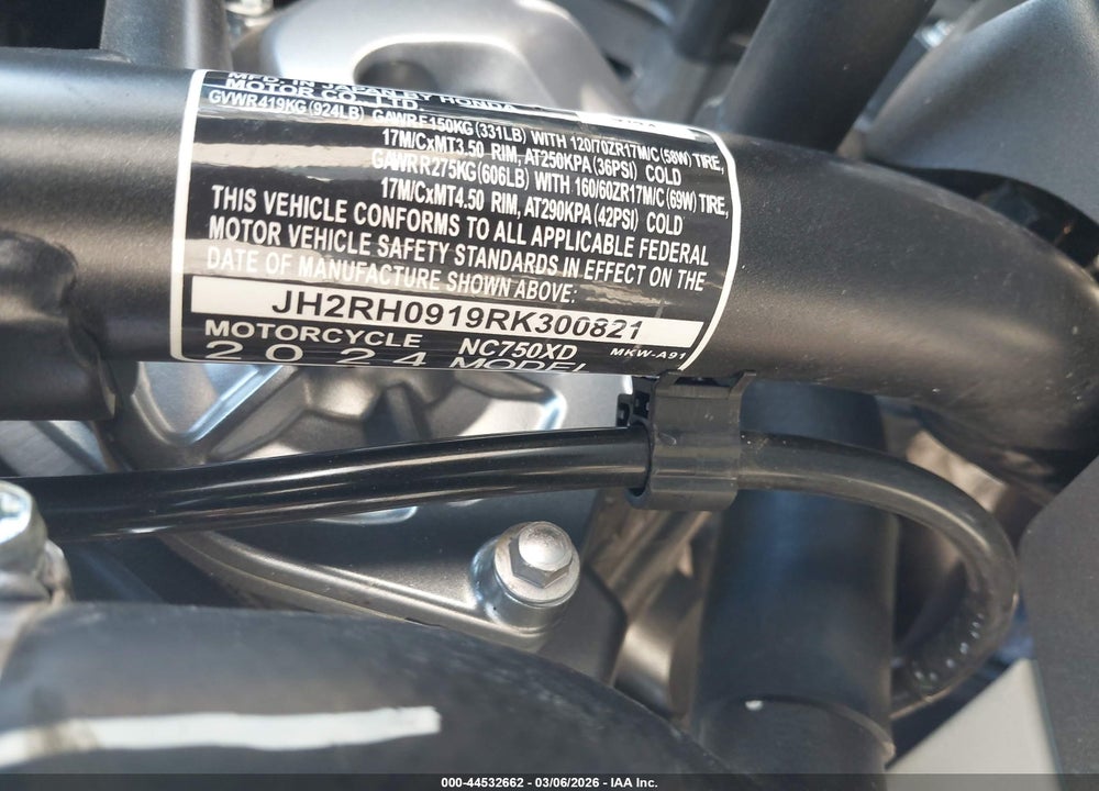 2024 HONDA NC750 XD VIN: JH2RH0919RK300821