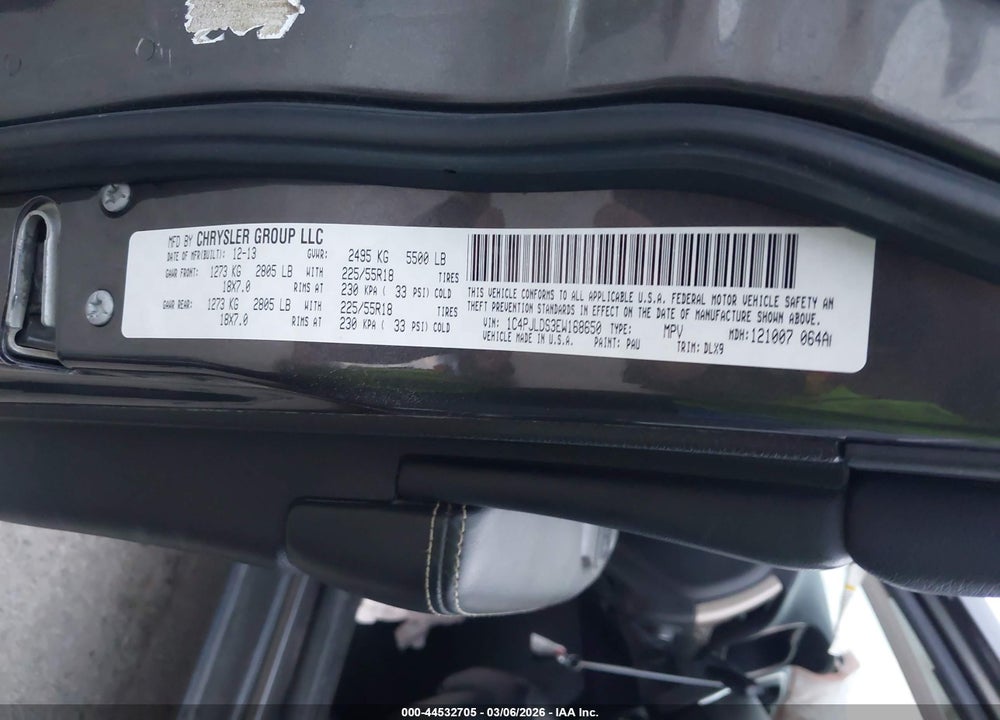 2014 JEEP CHEROKEE LIMITED VIN: 1C4PJLDS3EW168650