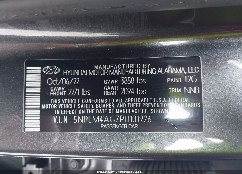 2023 HYUNDAI ELANTRA SEL VIN: 5NPLM4AG7PH101926