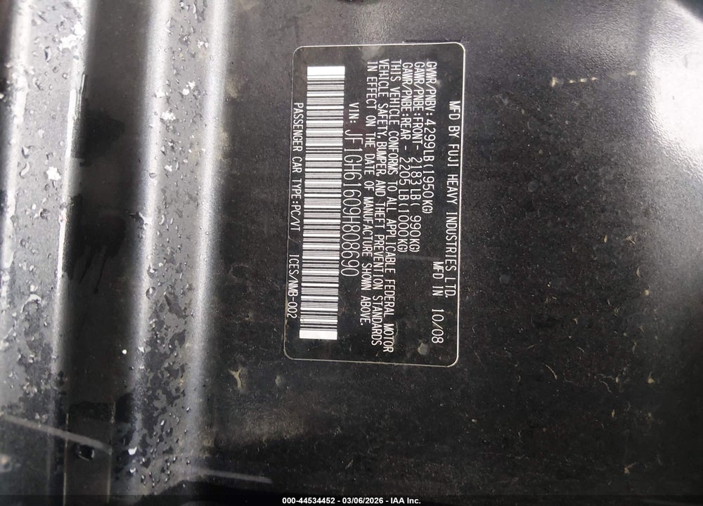2009 SUBARU IMPREZA 2.5I VIN: JF1GH61609H808690