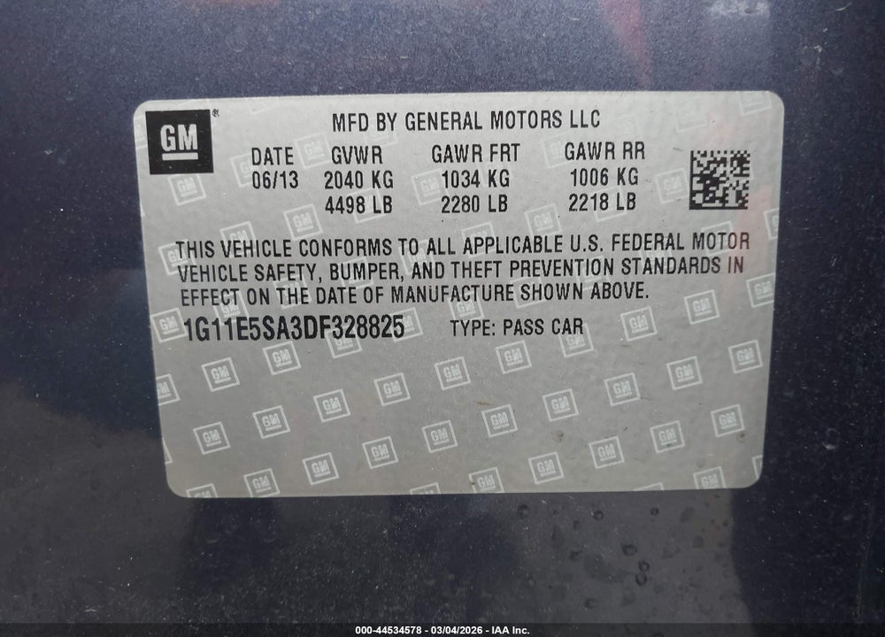 2013 CHEVROLET MALIBU 2LT VIN: 1G11E5SA3DF328825