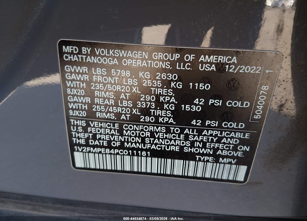 2023 VOLKSWAGEN ID.4 PRO S/PRO S PLUS VIN: 1V2FMPE84PC011161