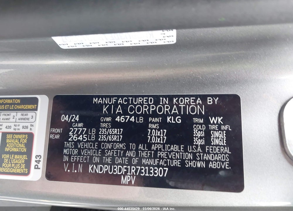 2024 KIA SPORTAGE LX VIN: KNDPU3DF1R7313307