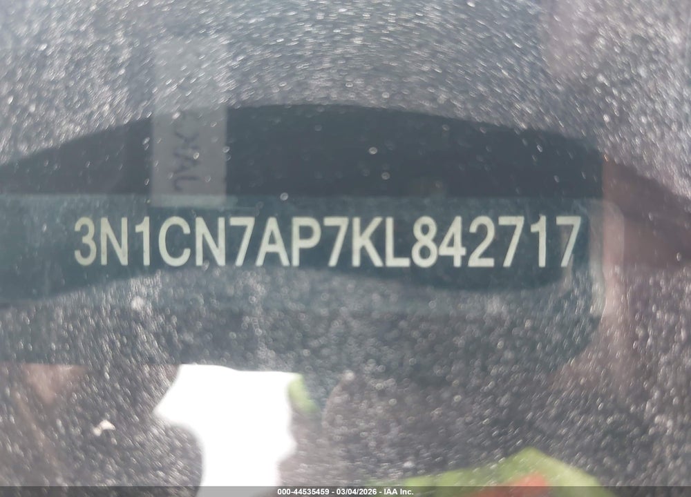 2019 NISSAN VERSA 1.6 SV VIN: 3N1CN7AP7KL842717