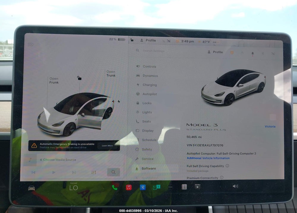 2020 TESLA MODEL 3 STANDARD RANGE PLUS REAR-WHEEL DRIVE/STANDARD RANGE REAR-WHEEL DRIVE VIN: 5YJ3E1EAXLF797076