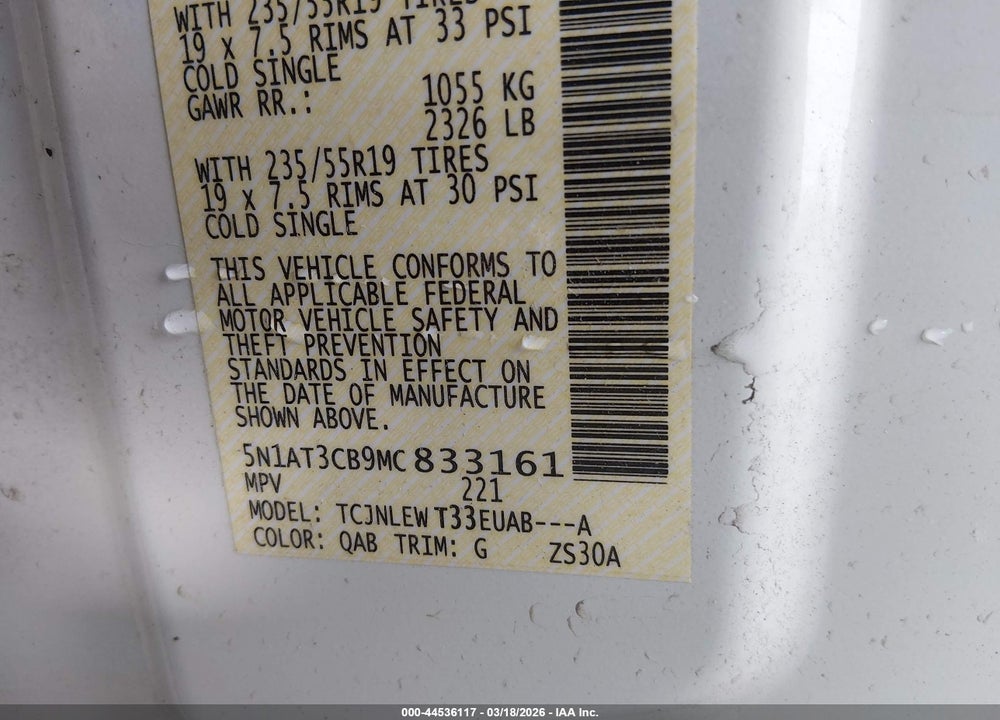 2021 NISSAN ROGUE SL INTELLIGENT AWD VIN: 5N1AT3CB9MC833161