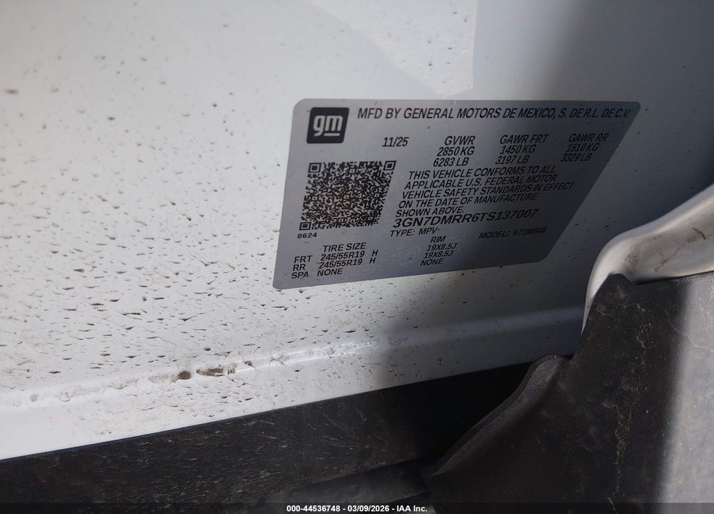 2026 CHEVROLET EQUINOX EV LT 1, FWD VIN: 3GN7DMRR6TS137007