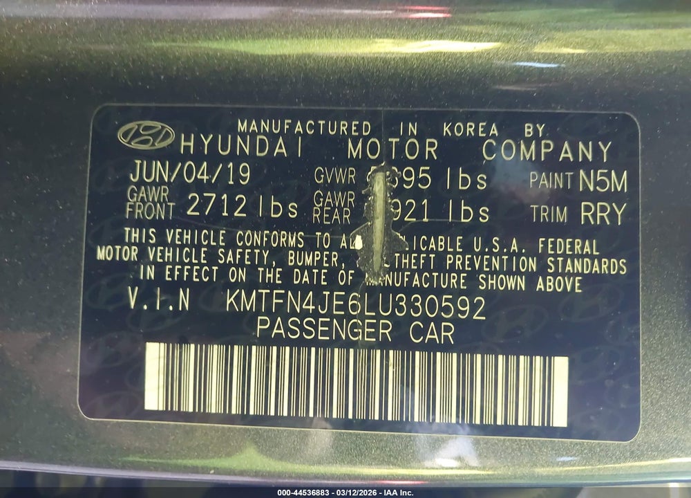 2020 GENESIS G80 3.8 AWD VIN: KMTFN4JE6LU330592