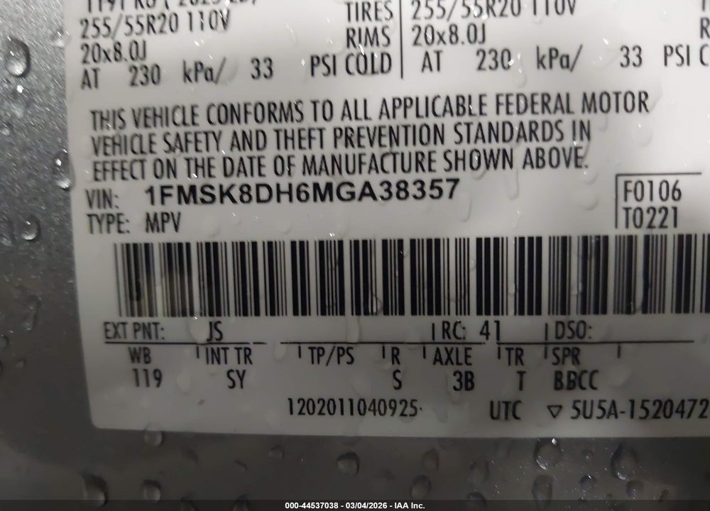 2021 FORD EXPLORER XLT VIN: 1FMSK8DH6MGA38357