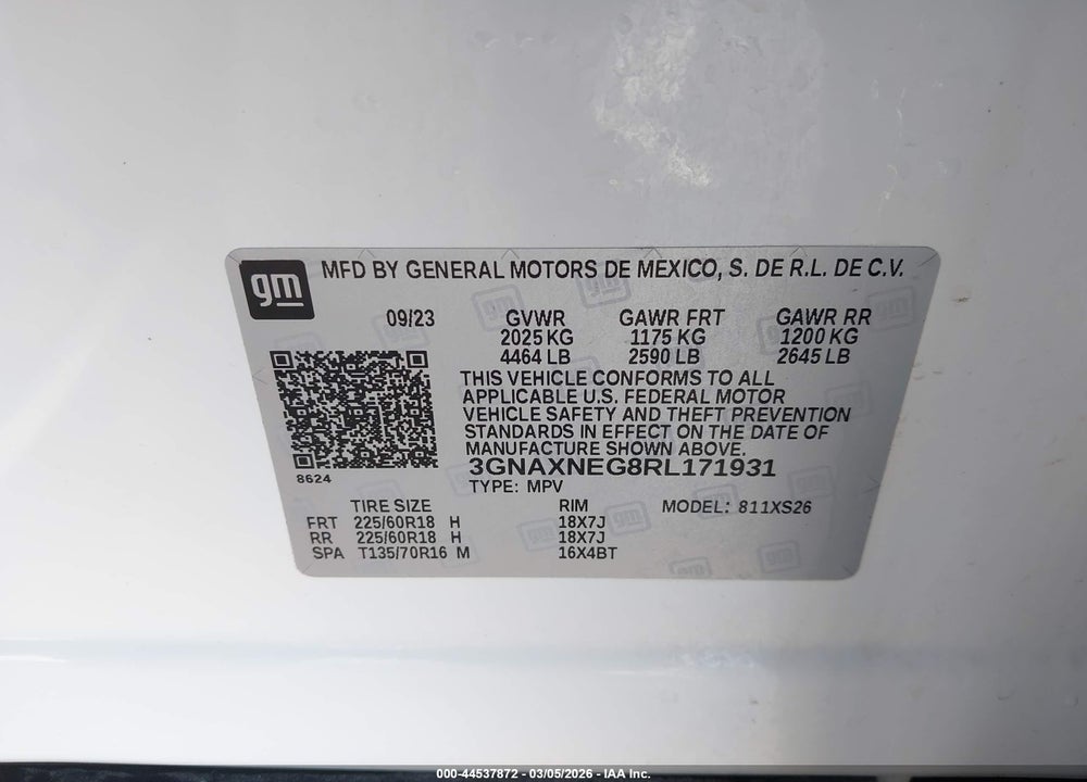 2024 CHEVROLET EQUINOX FWD PREMIER VIN: 3GNAXNEG8RL171931