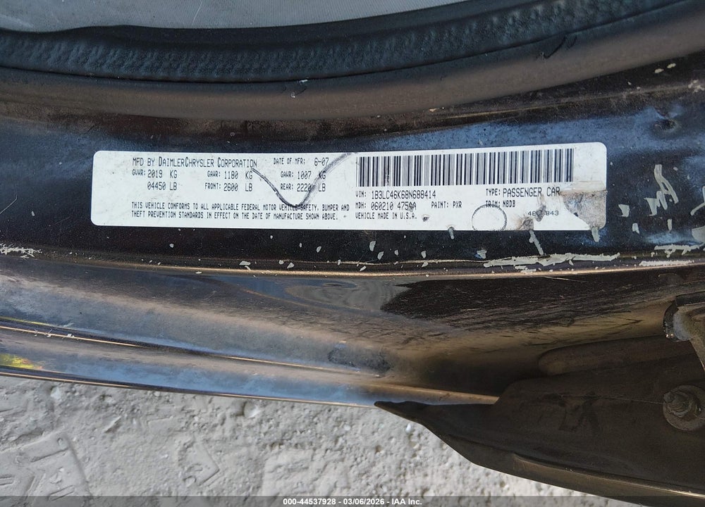 2008 DODGE AVENGER SE VIN: 1B3LC46K68N688414