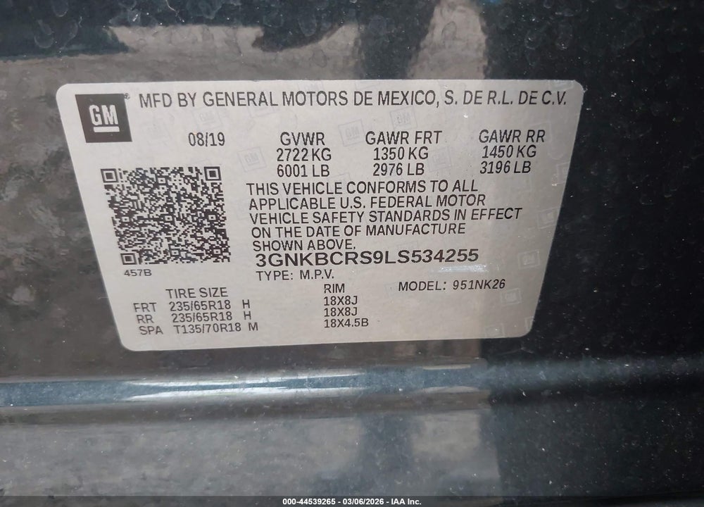 2020 CHEVROLET BLAZER FWD 2LT VIN: 3GNKBCRS9LS534255