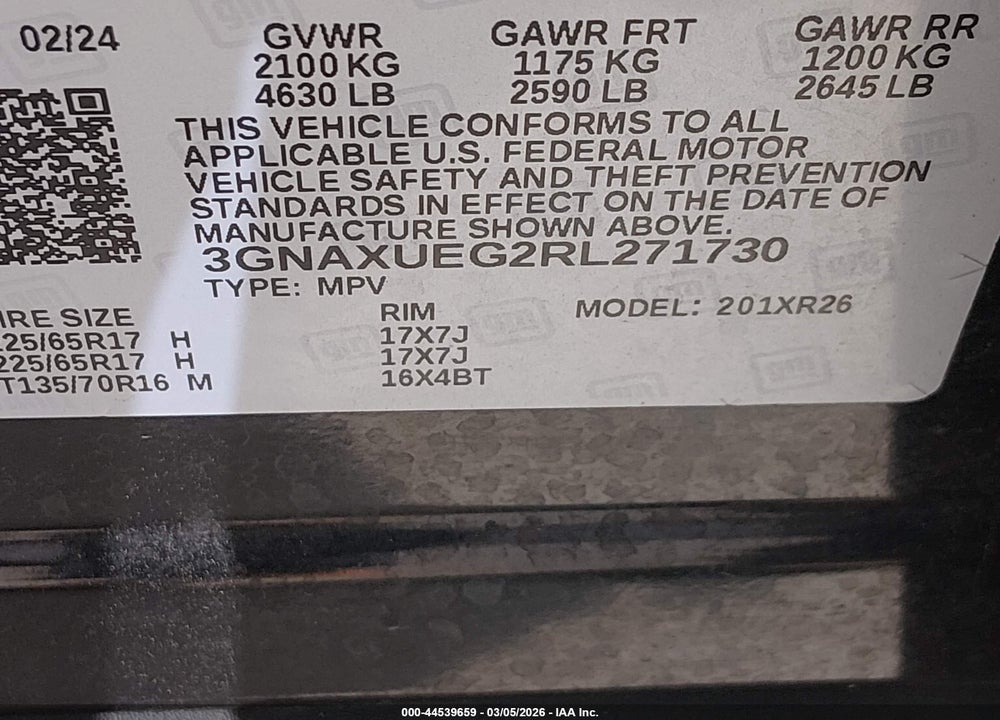 2024 CHEVROLET EQUINOX AWD LT VIN: 3GNAXUEG2RL271730