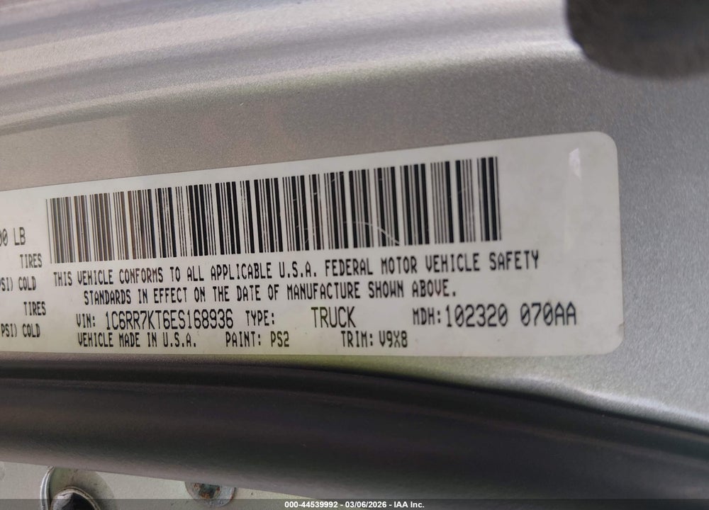 2014 RAM 1500 EXPRESS VIN: 1C6RR7KT6ES168936