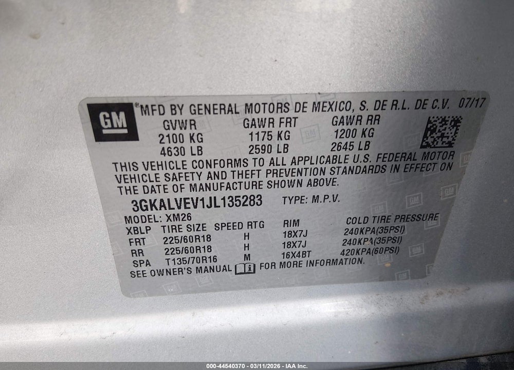 2018 GMC TERRAIN SLT VIN: 3GKALVEV1JL135283