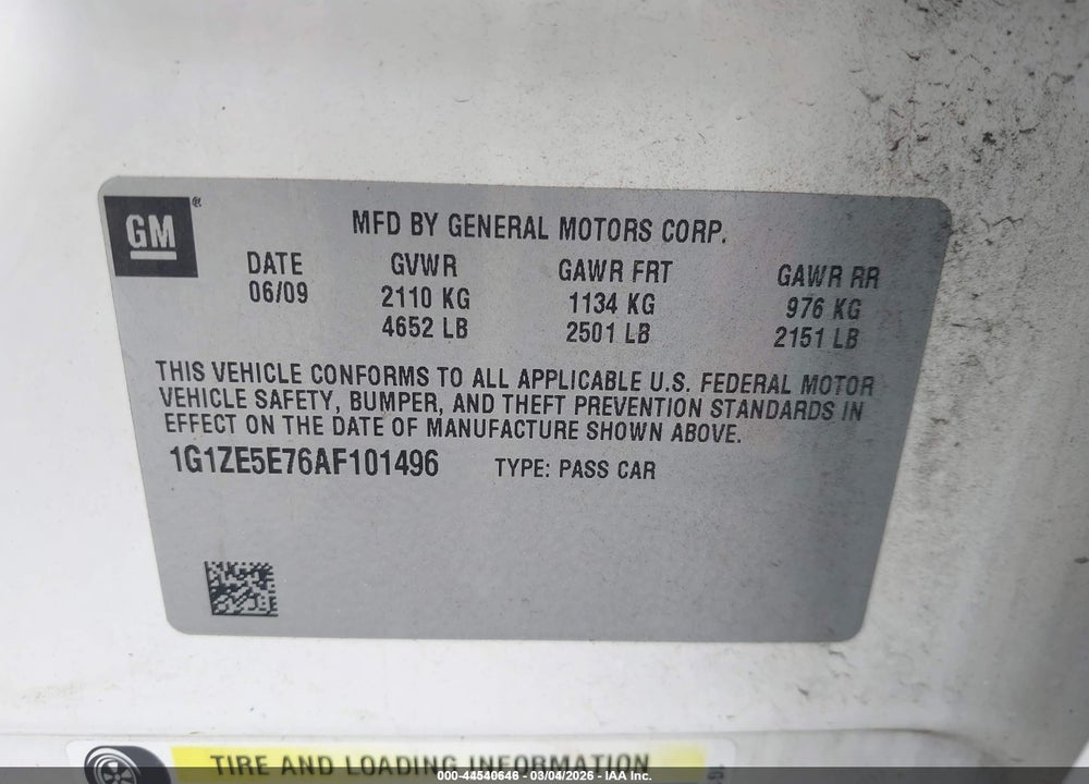 2010 CHEVROLET MALIBU LTZ VIN: 1G1ZE5E76AF101496