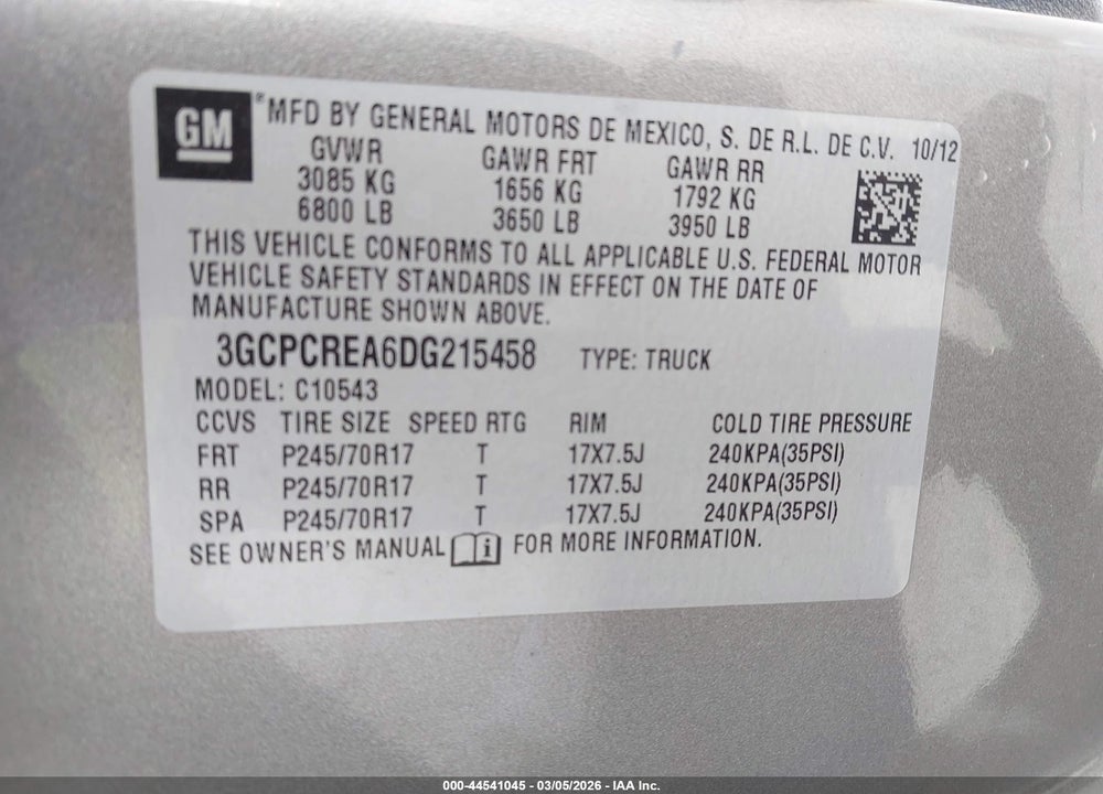 2013 CHEVROLET SILVERADO 1500 LS VIN: 3GCPCREA6DG215458