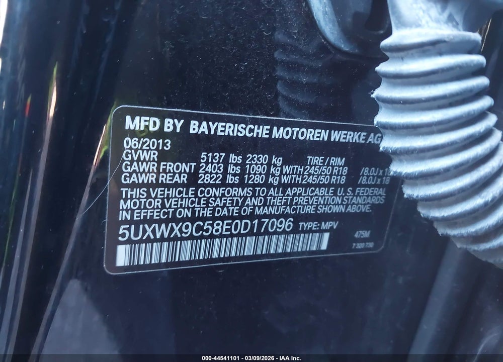 2014 BMW X3 XDRIVE28I VIN: 5UXWX9C58E0D17096
