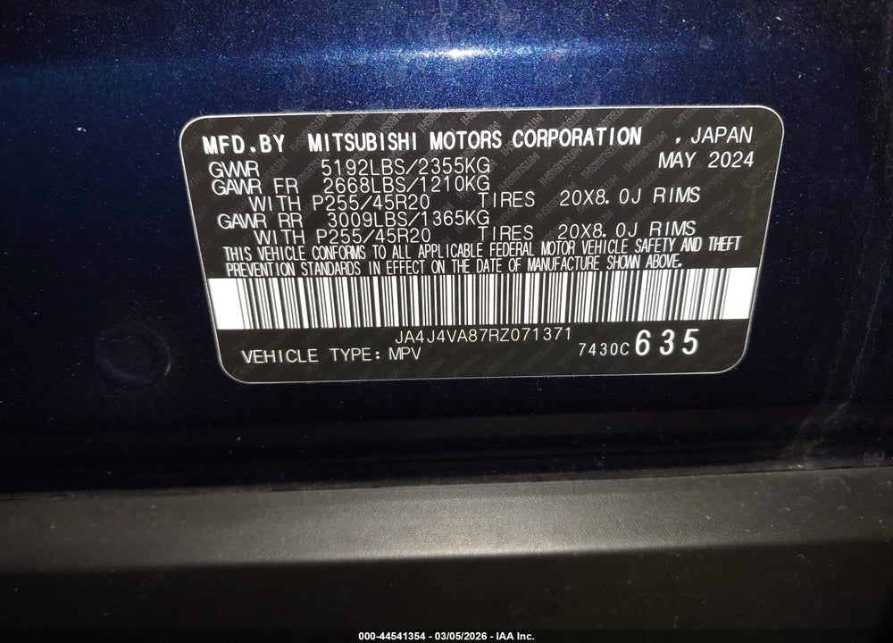 2024 MITSUBISHI OUTLANDER SE 2.5 S-AWC/SE BLACK EDITION S-AWC/SE BLACK EDITION W/PANO ROOF S-AWC/SE RALLIART S-AWC VIN: JA4J4VA87RZ071371