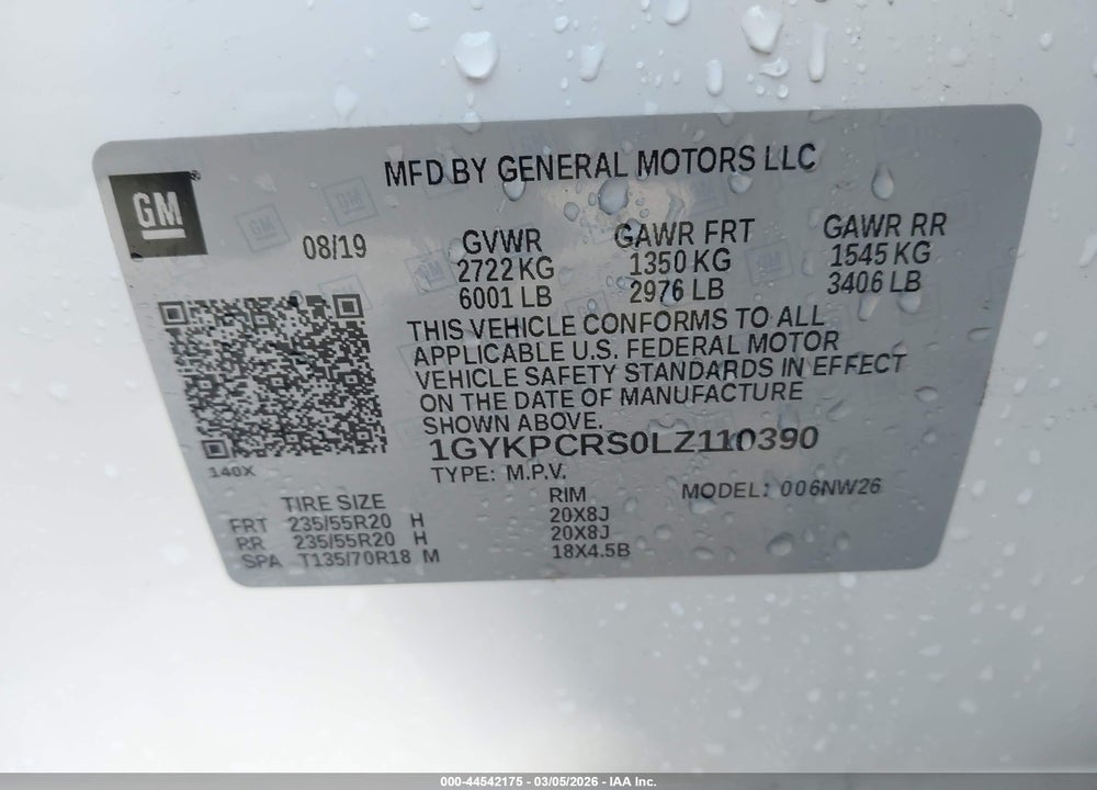 2020 CADILLAC XT6 FWD PREMIUM LUXURY VIN: 1GYKPCRS0LZ110390